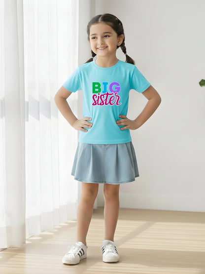 Big Sister Typography Cotton T-Shirt for Kids