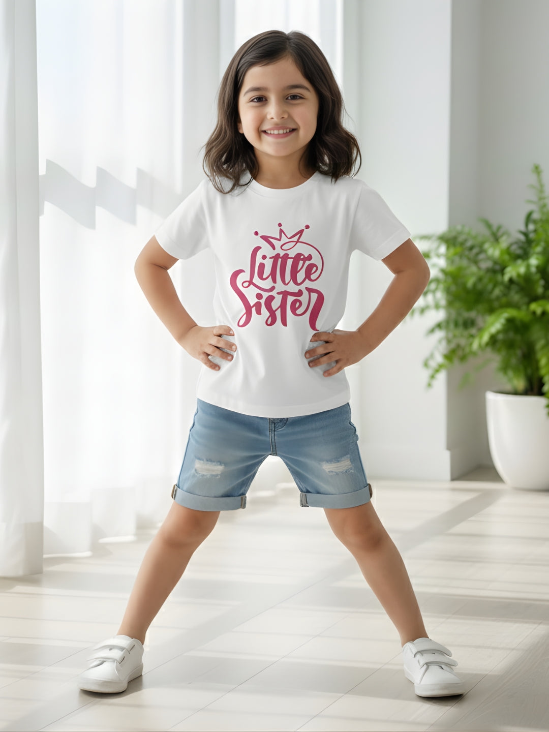Little Sister Crown Kids Cotton T-Shirt