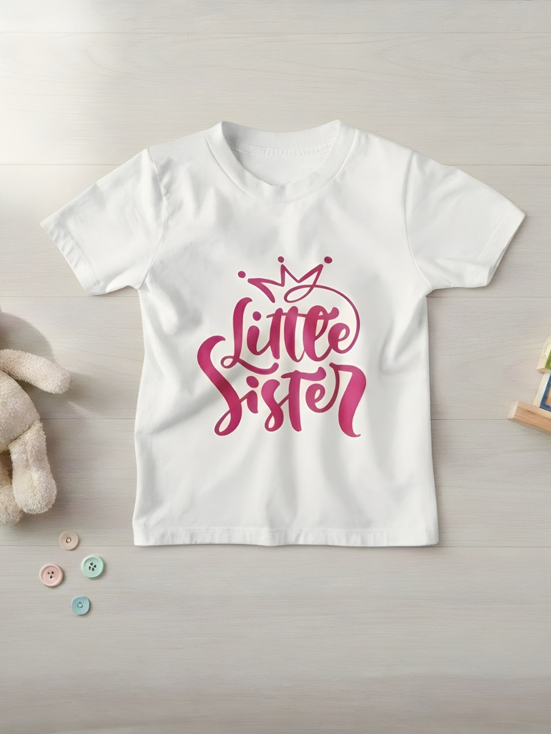 Little Sister Crown Kids Cotton T-Shirt