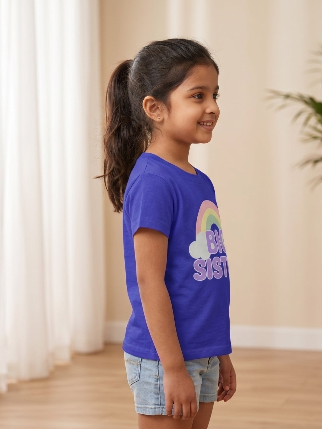 Big Sister Rainbow Printed Cotton T-Shirt for Kids