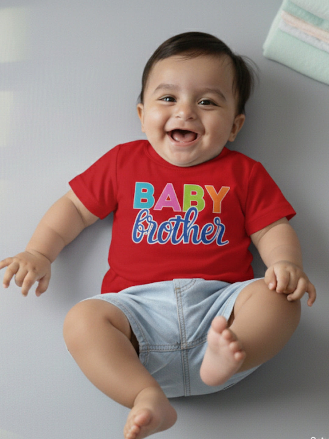 Baby Brother Typography Cotton T-Shirt for Kids