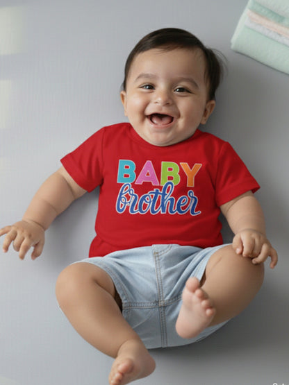 Baby Brother Typography Cotton T-Shirt for Kids