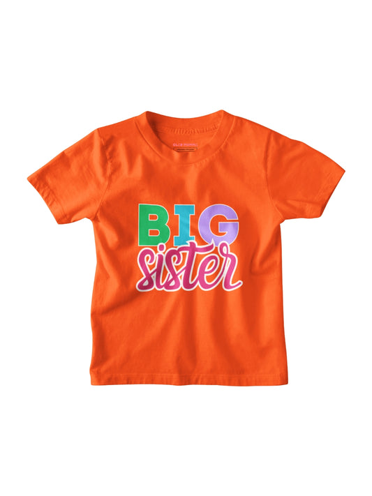 Big Sister Typography Cotton T-Shirt for Kids