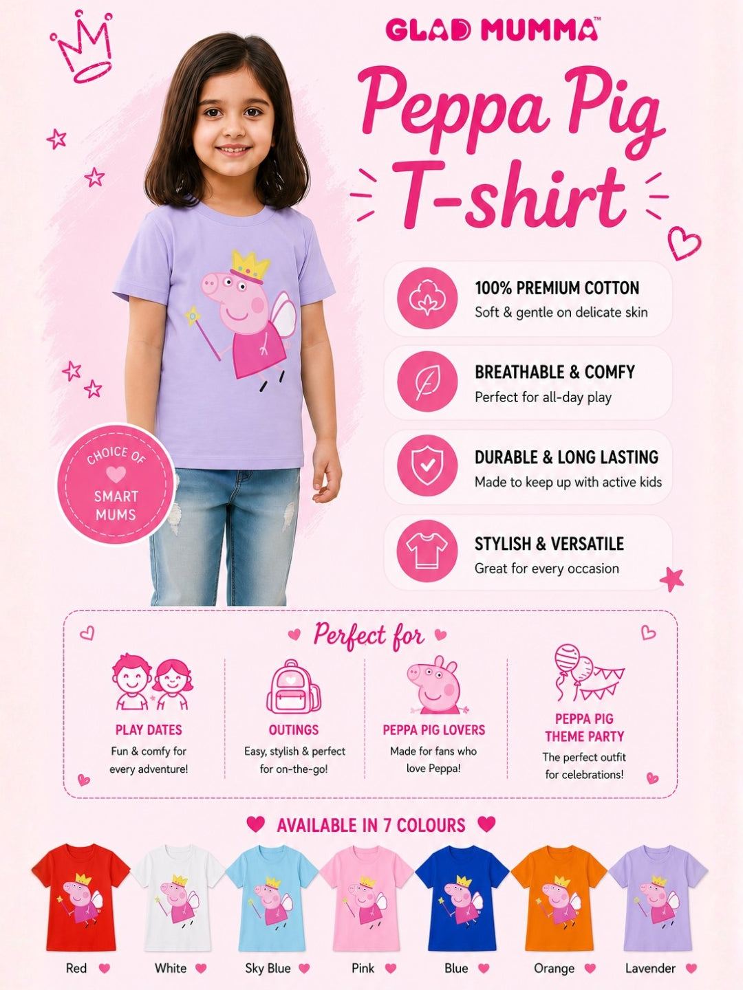 Peppa Pig Princess Kids Cotton T-Shirt