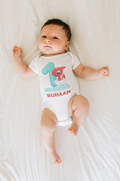 Monthly Birthday Dino Customised Baby Onesies