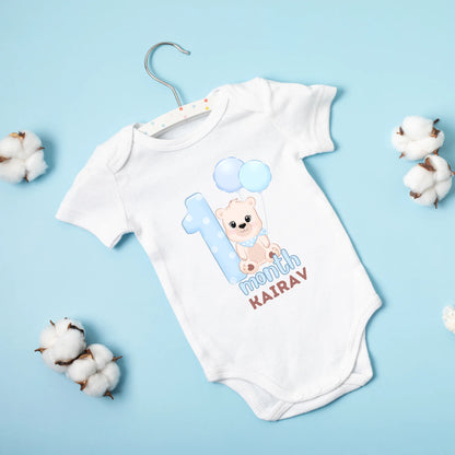 1 Month Teddy Customised Baby Onesie