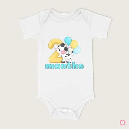 2 Month Cow Print Cotton Baby Onesie - 0-3 M