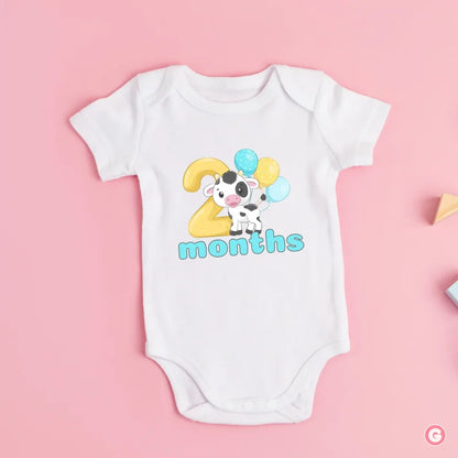 2 Month Cow Print Cotton Baby Onesie - 0-3 M