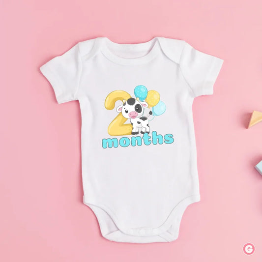 2 Month Cow Print Cotton Baby Onesie - 0-3 M