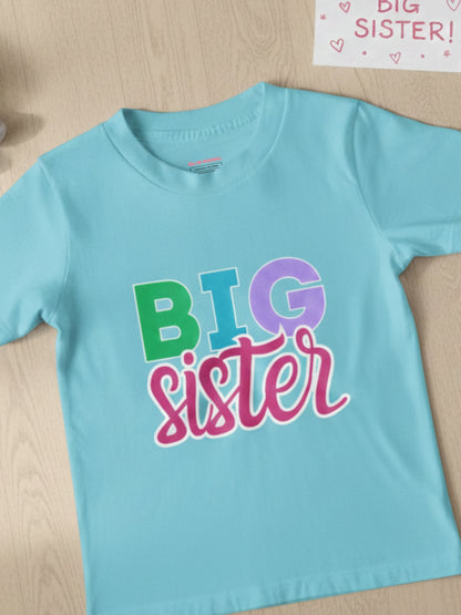 Big Sister Typography Cotton T-Shirt for Kids