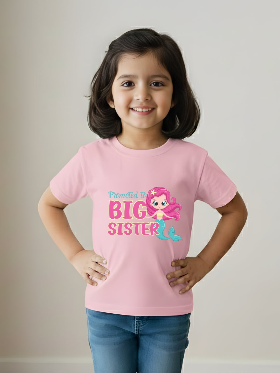 Promoted to Big Sister Mermaid Kids Cotton T-shirt