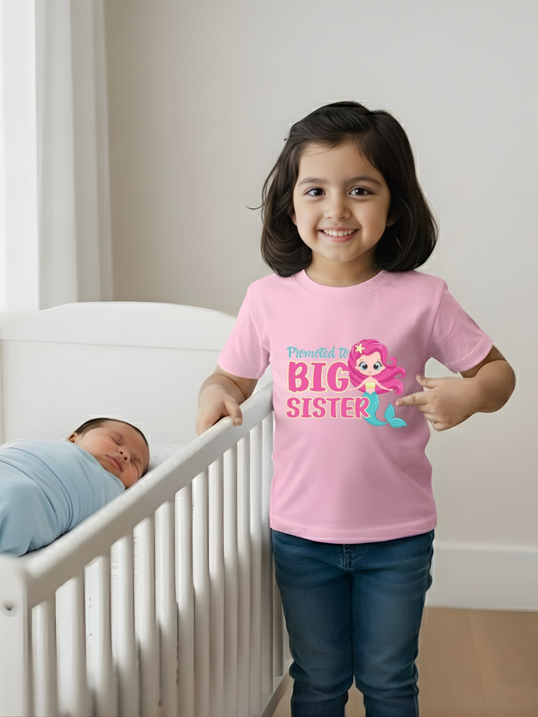 Promoted to Big Sister Mermaid Kids Cotton T-shirt