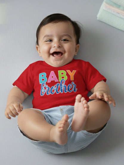 Baby Brother Typography Cotton T-Shirt for Kids
