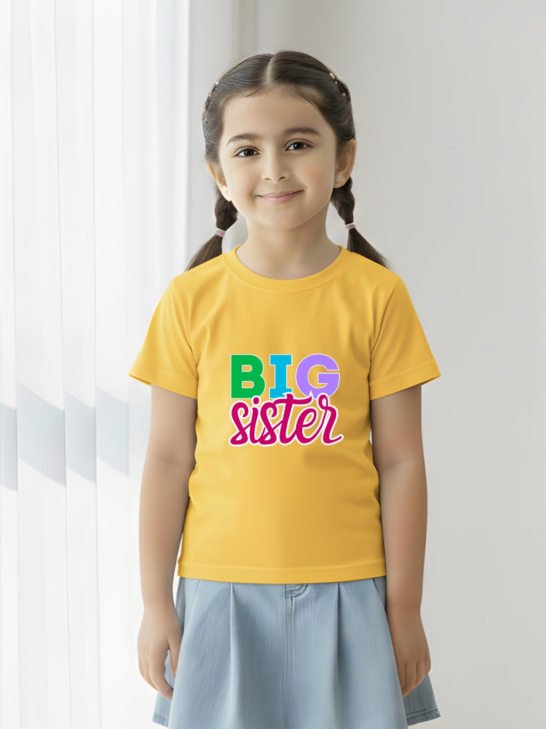 Big Sister Typography Cotton T-Shirt for Kids