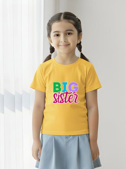 Big Sister Typography Cotton T-Shirt for Kids