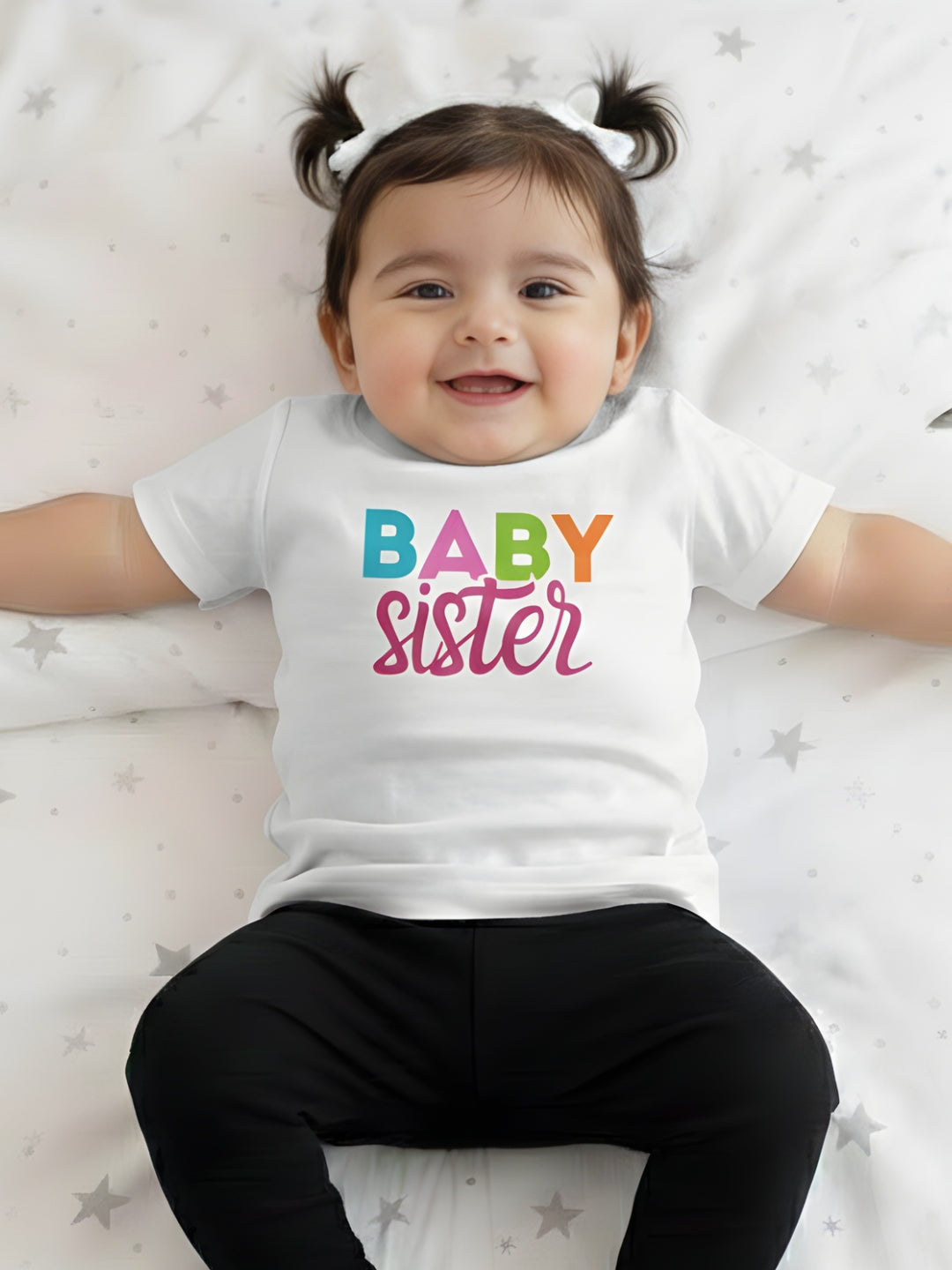 Baby Sister Typography Cotton T-Shirt for Kids