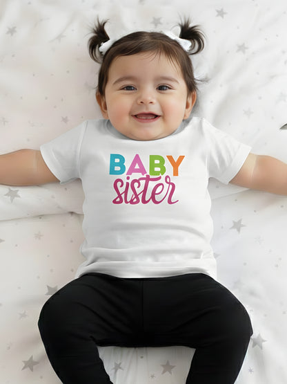 Baby Sister Typography Cotton T-Shirt for Kids
