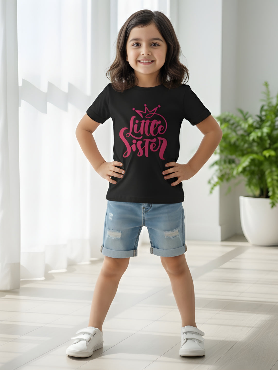 Little Sister Crown Kids Cotton T-Shirt