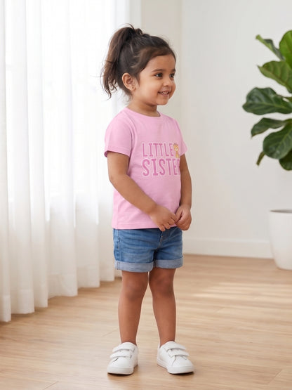 Little Sister Giraffe Print Kids T-shirt