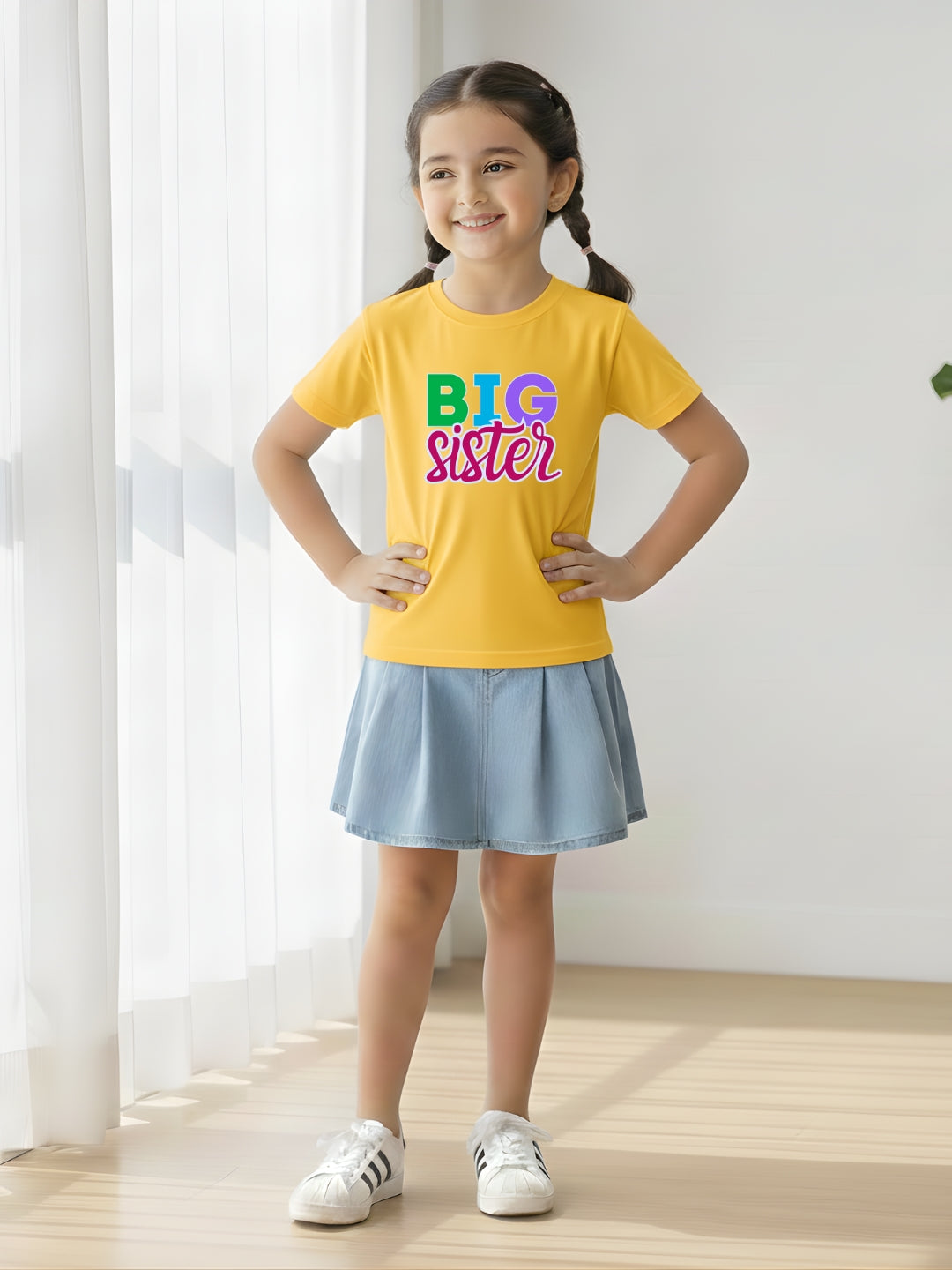 Big Sister Typography Cotton T-Shirt for Kids