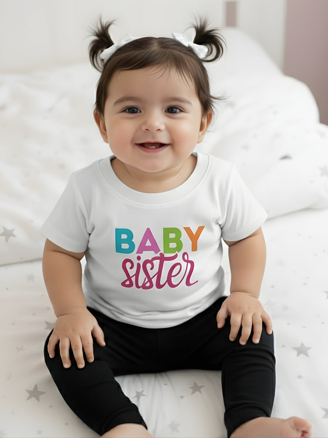 Baby Sister Typography Cotton T-Shirt for Kids
