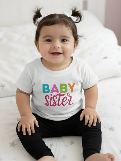 Baby Sister Typography Cotton T-Shirt for Kids