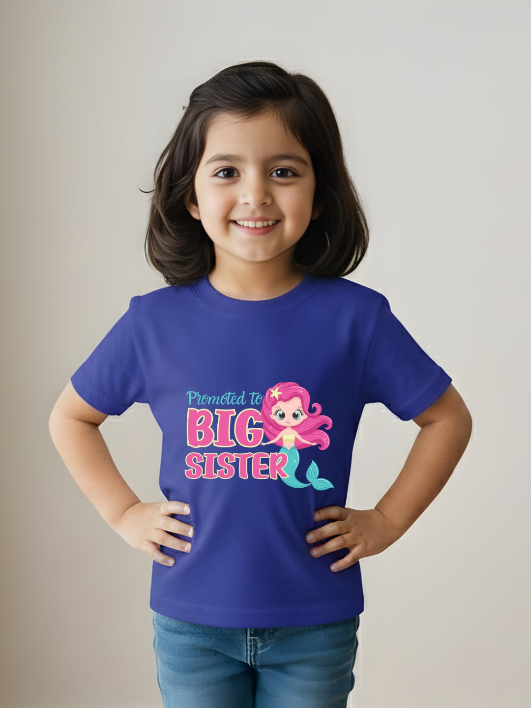 Promoted to Big Sister Mermaid Kids Cotton T-shirt