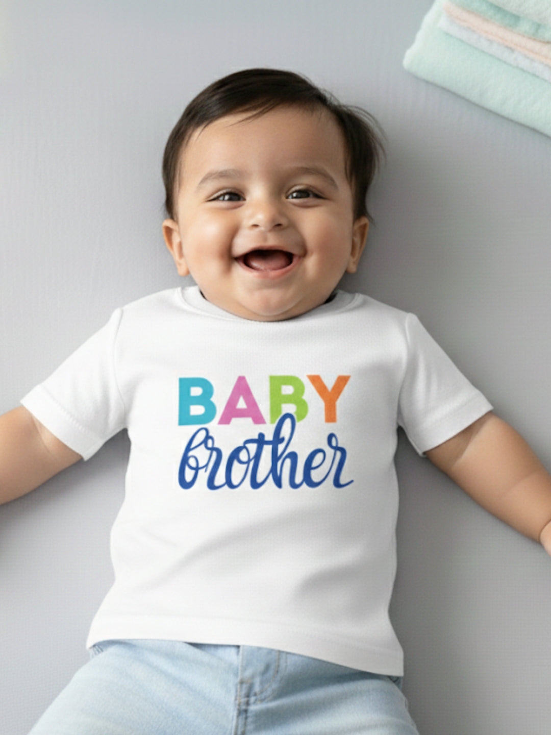 Baby Brother Typography Cotton T-Shirt for Kids