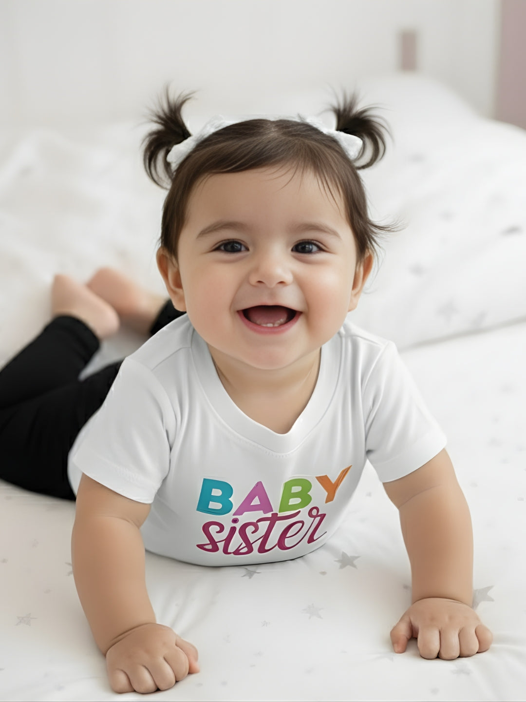 Baby Sister Typography Cotton T-Shirt for Kids