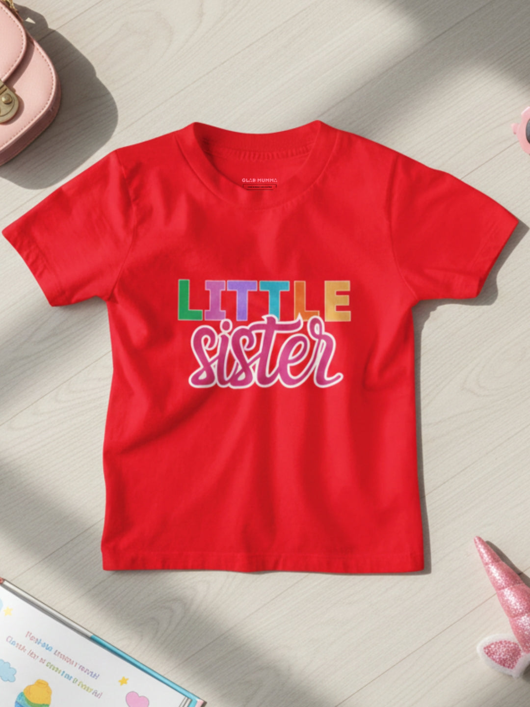 Little Sister Typography Cotton T-Shirt for Kids