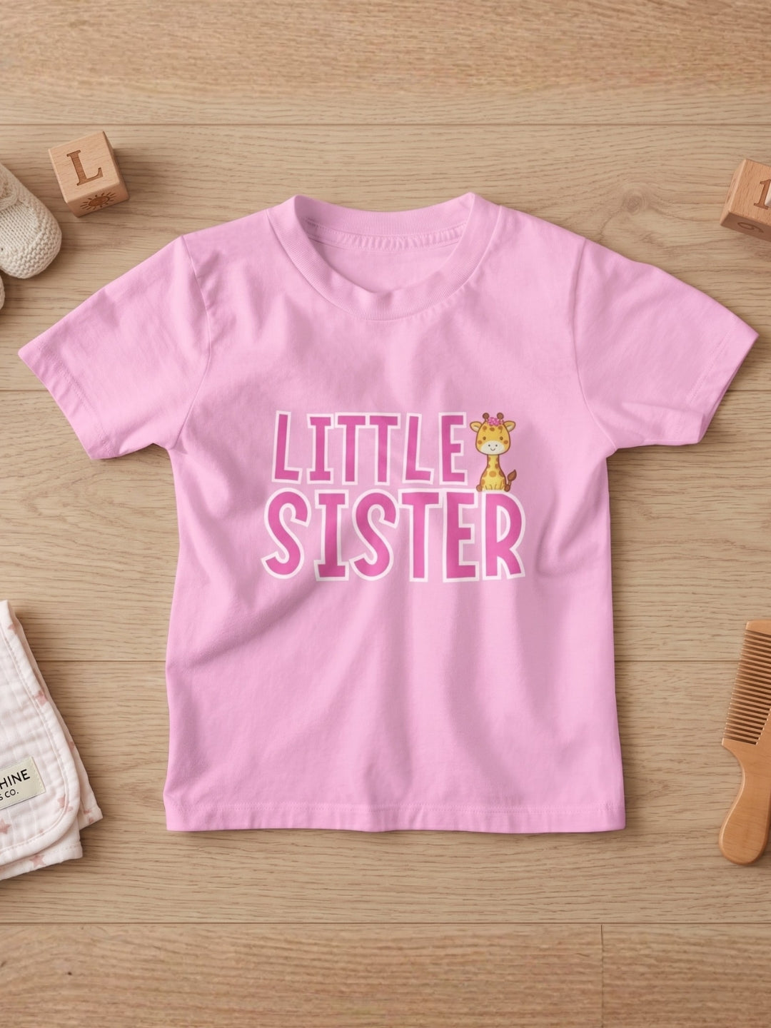 Little Sister Giraffe Print Kids T-shirt