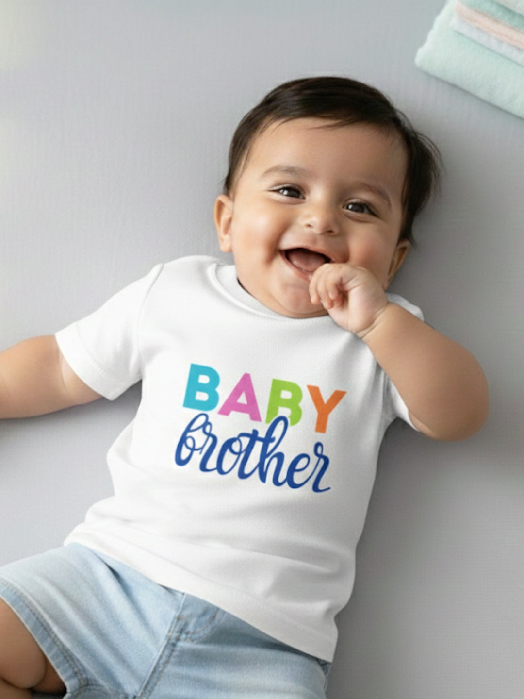 Baby Brother Typography Cotton T-Shirt for Kids