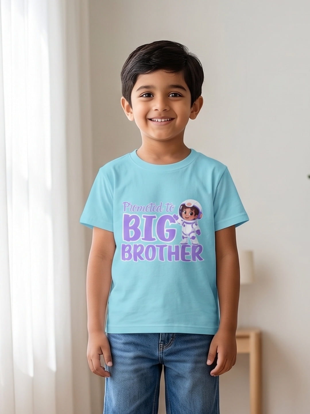 Promoted to Big Brother Astronaut Cotton T-Shirt for Kids