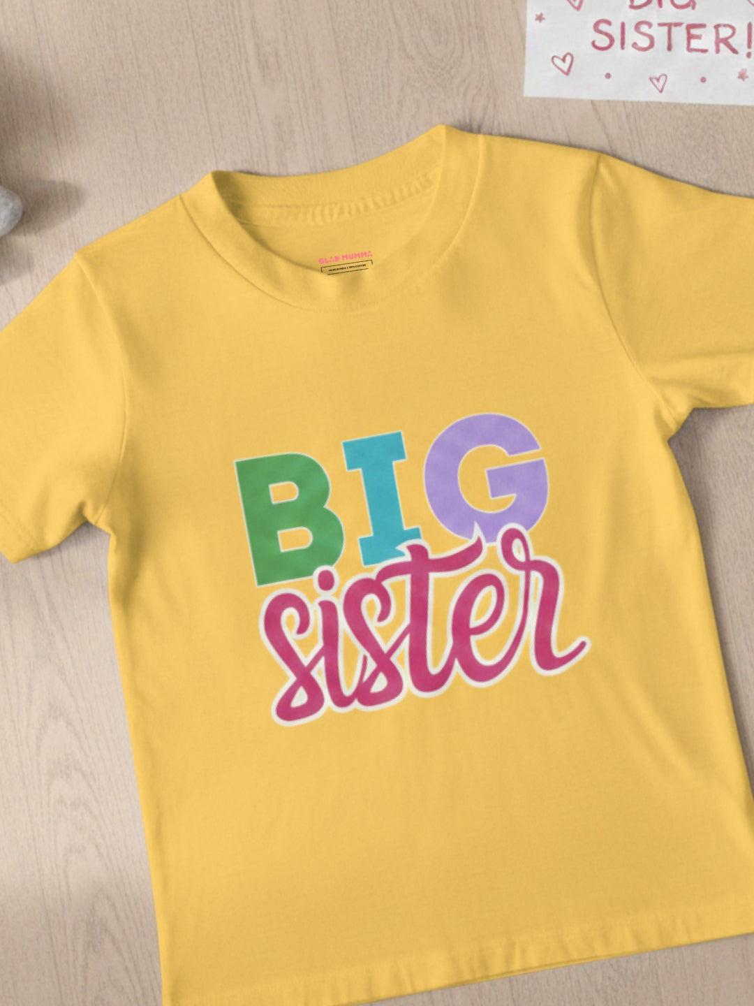 Big Sister Typography Cotton T-Shirt for Kids