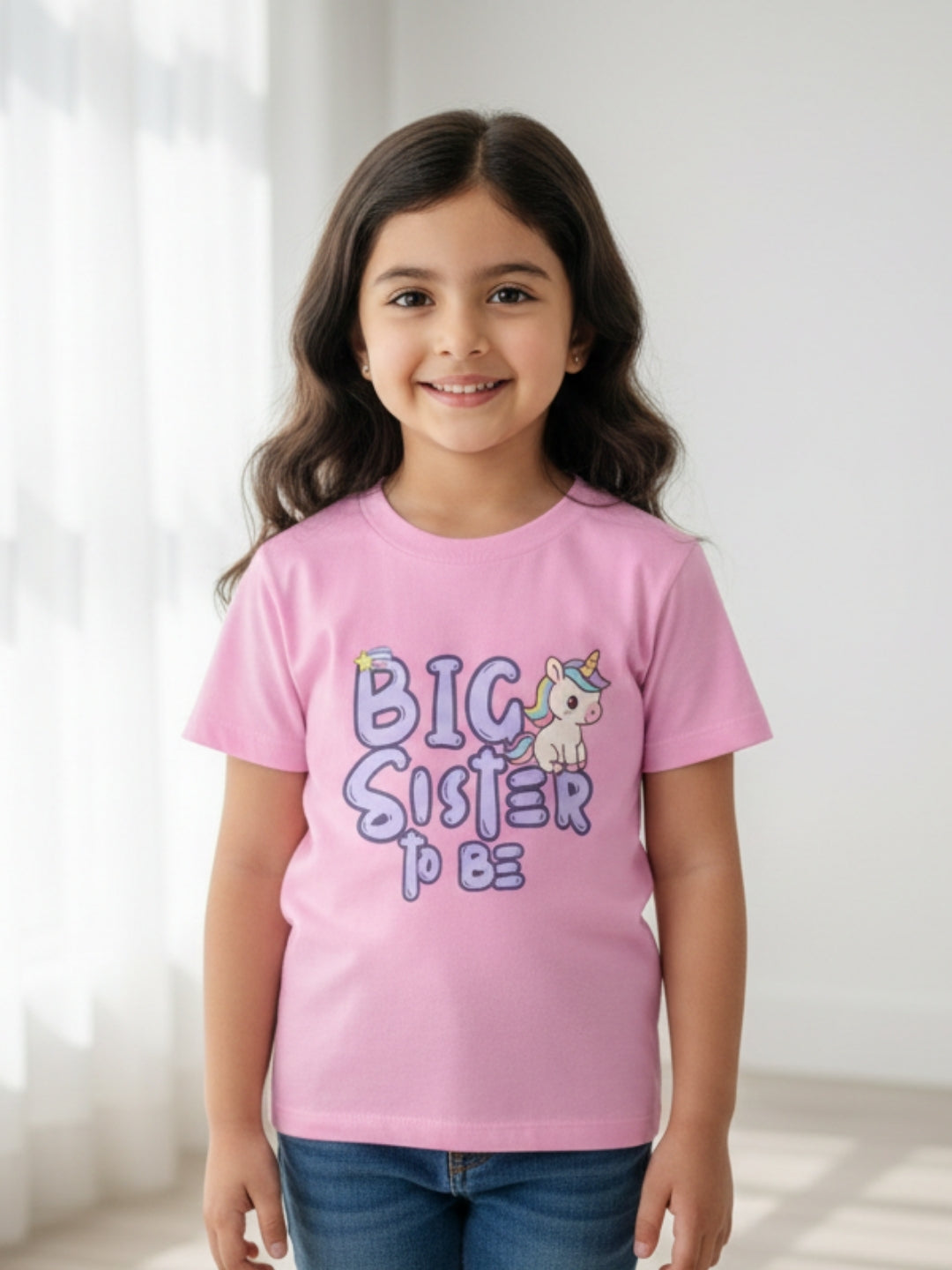Big Sister To Be Unicorn Kids Cotton T-shirt 🦄