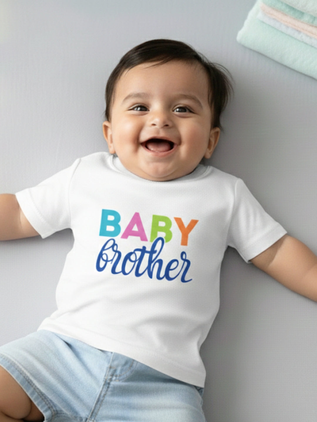 Baby Brother Typography Cotton T-Shirt for Kids