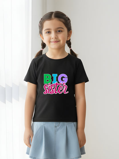 Big Sister Typography Cotton T-Shirt for Kids