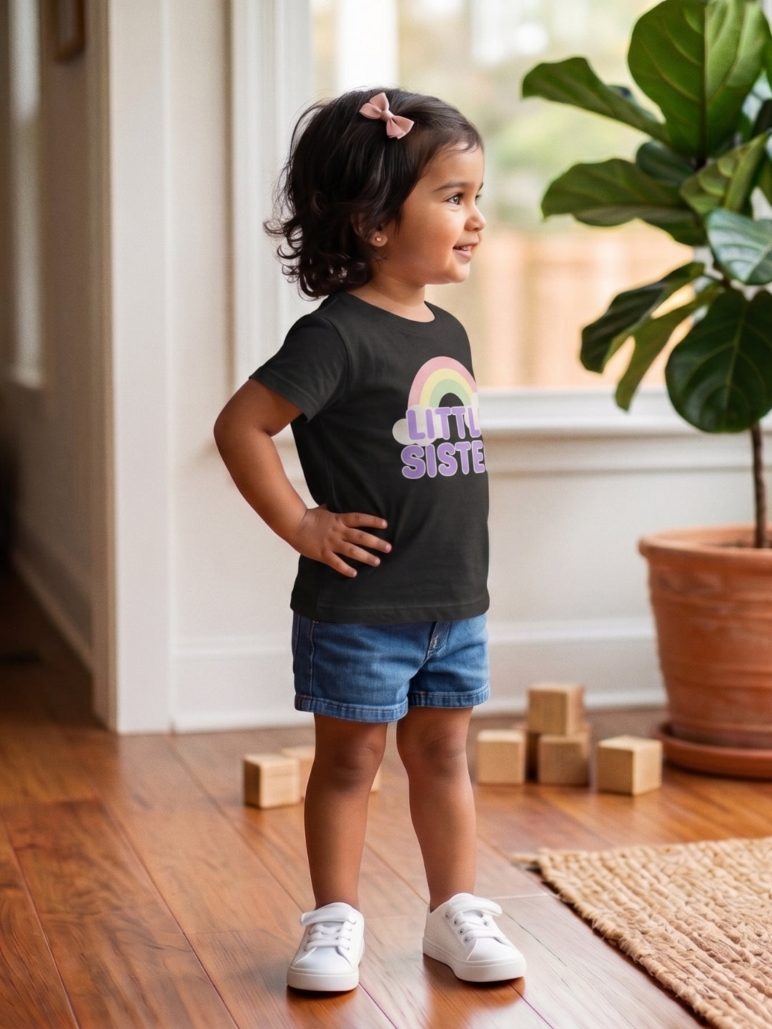 Little Sister Rainbow T-Shirt for Kids