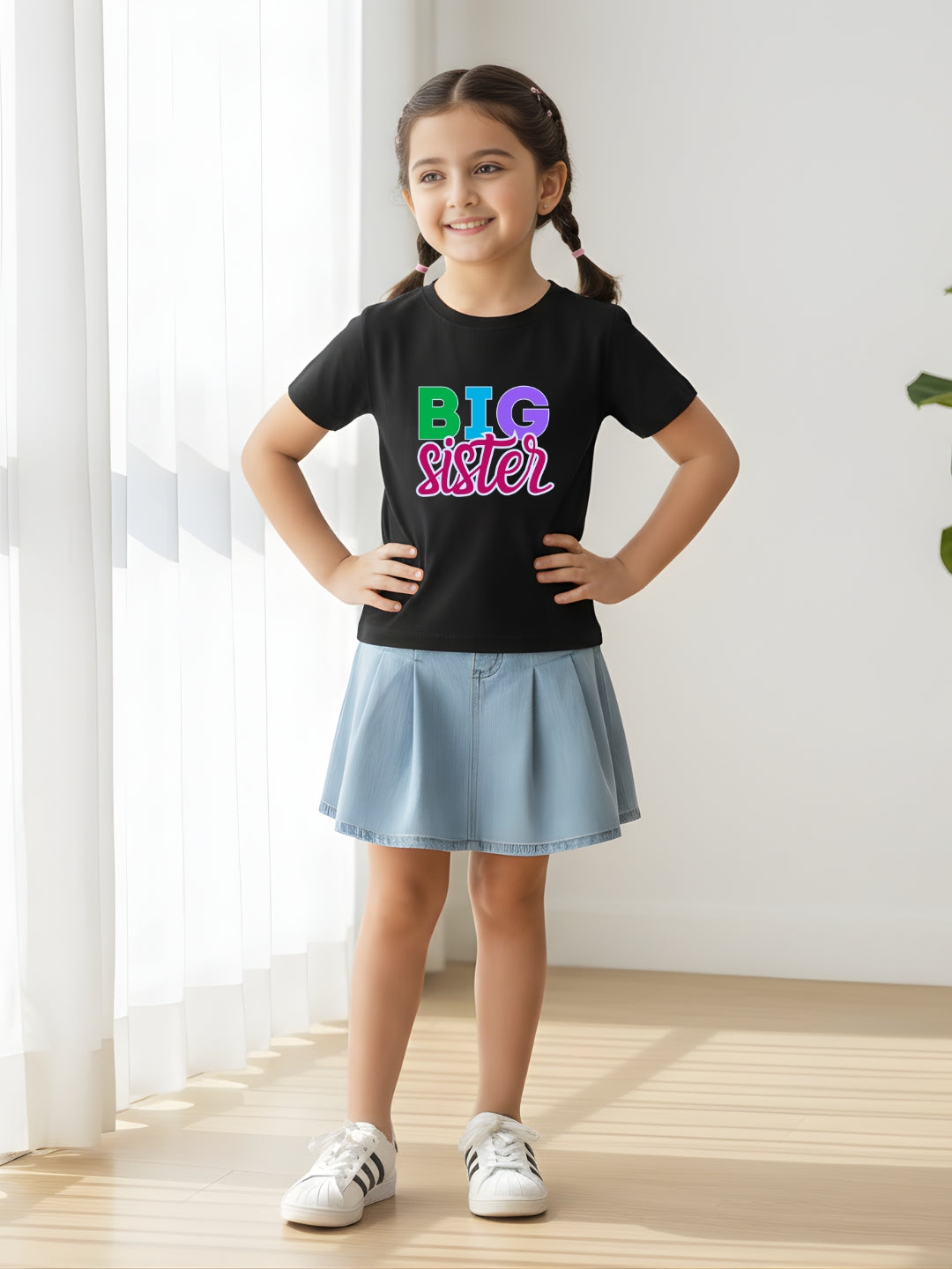 Big Sister Typography Cotton T-Shirt for Kids
