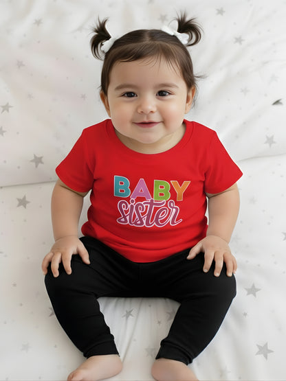 Baby Sister Typography Cotton T-Shirt for Kids