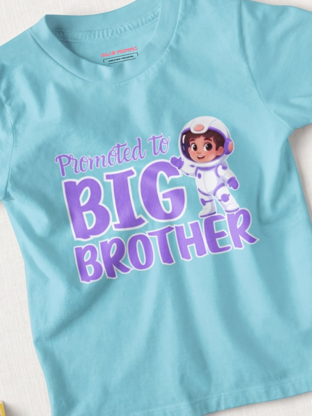 Promoted to Big Brother Astronaut Cotton T-Shirt for Kids