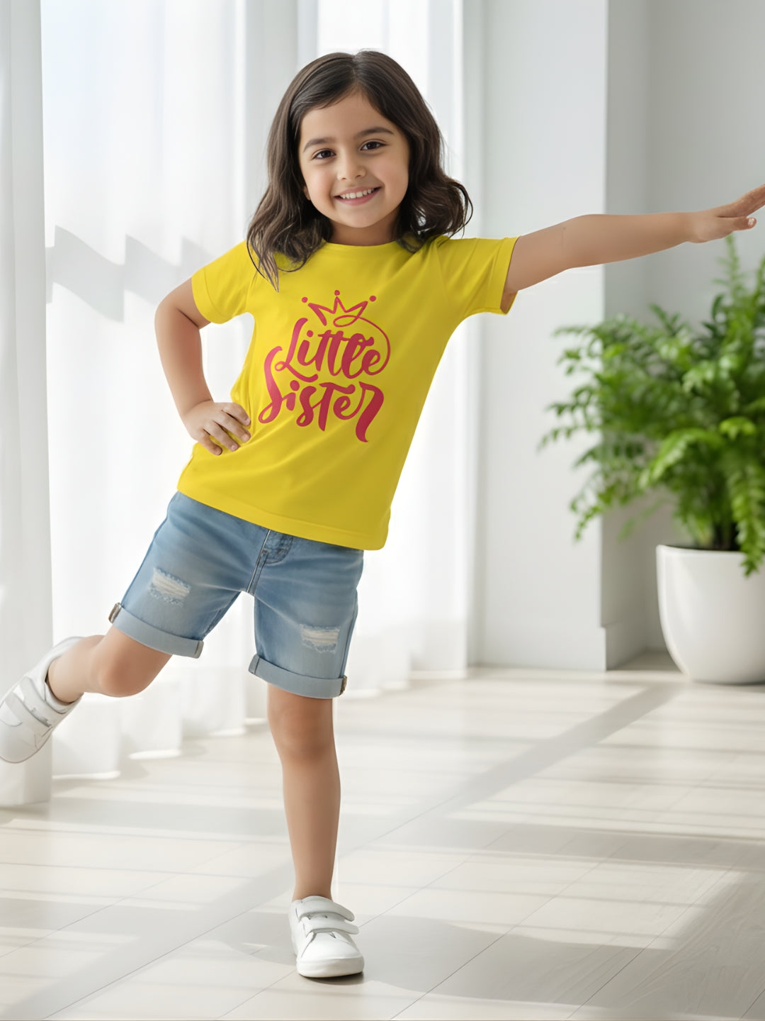 Little Sister Crown Kids Cotton T-Shirt