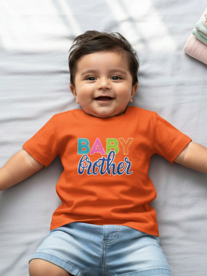 Baby Brother Typography Cotton T-Shirt for Kids