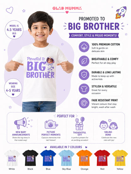 Promoted to Big Brother Astronaut Cotton T-Shirt for Kids