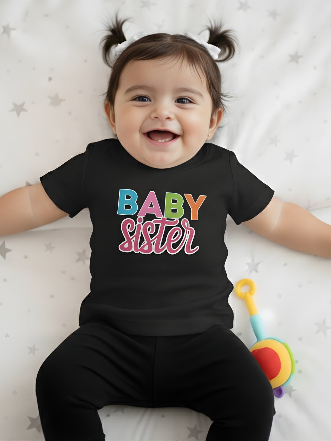 Baby Sister Typography Cotton T-Shirt for Kids