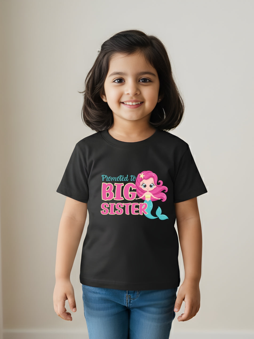 Promoted to Big Sister Mermaid Kids Cotton T-shirt