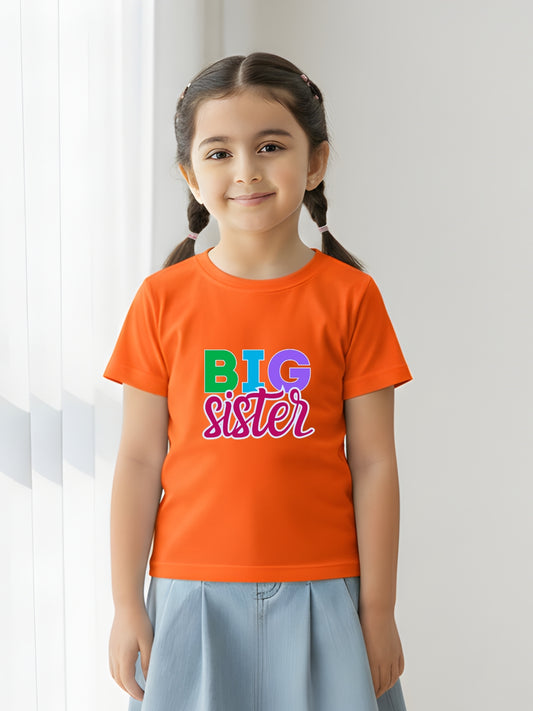 Big Sister Typography Cotton T-Shirt for Kids