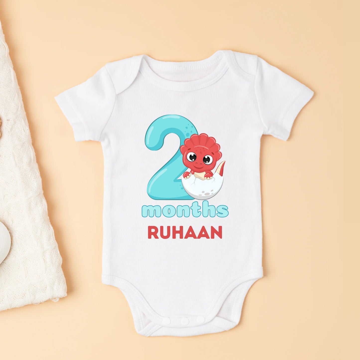 Monthly Birthday Dino Customised Baby Onesies