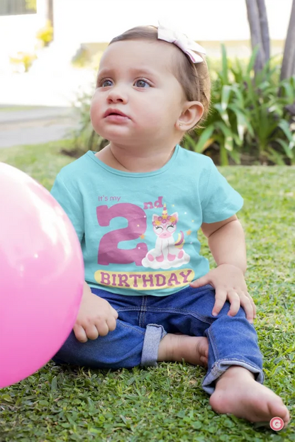 2nd Birthday with Unicorn Toddler Cotton T-Shirt Magic - Kids Tshirt