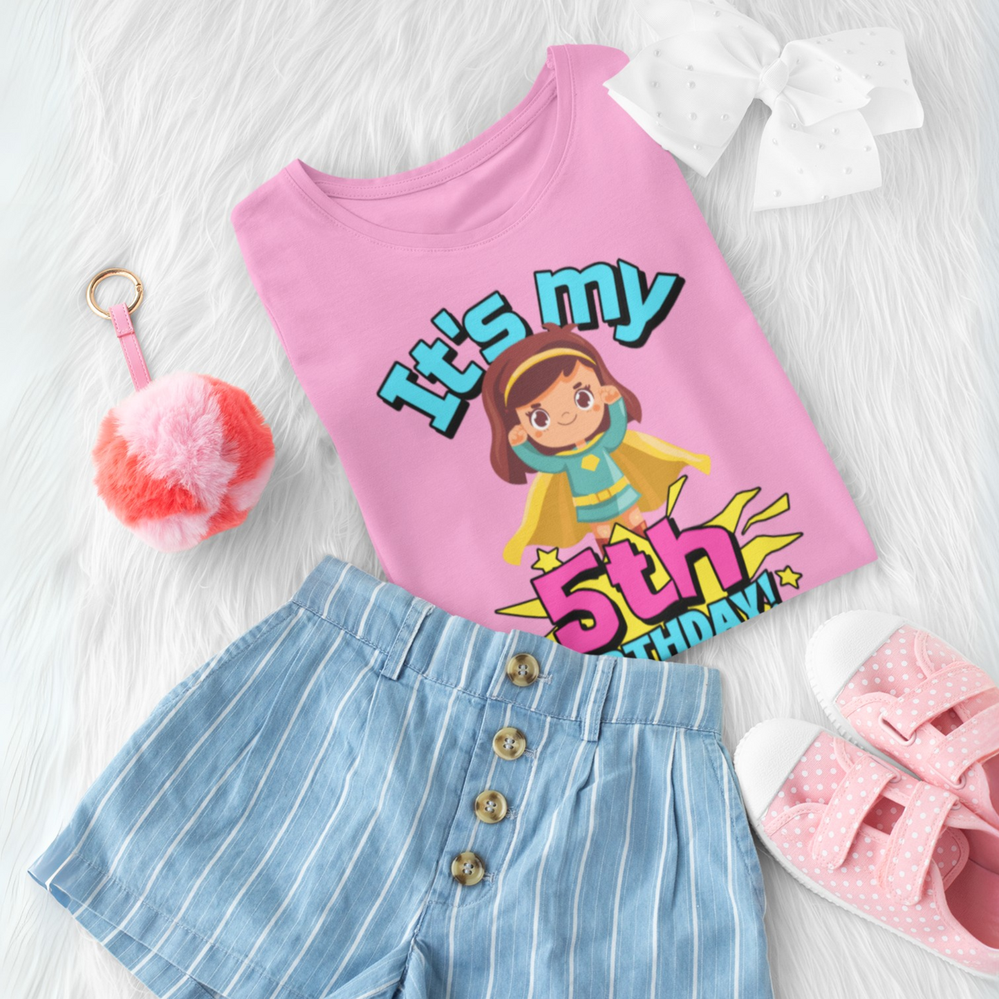 It's My 5th Birthday Supergirl Kids Cotton T-Shirt